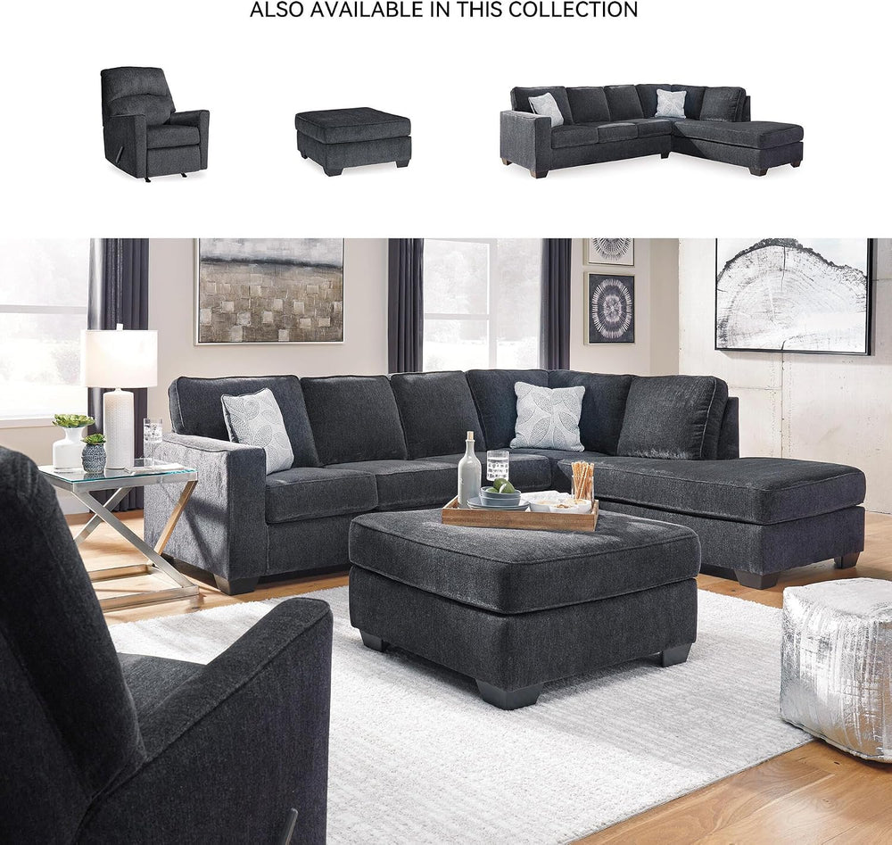 Signature Design by Ashley Altari Oversized Square Ottoman, Slate Gray