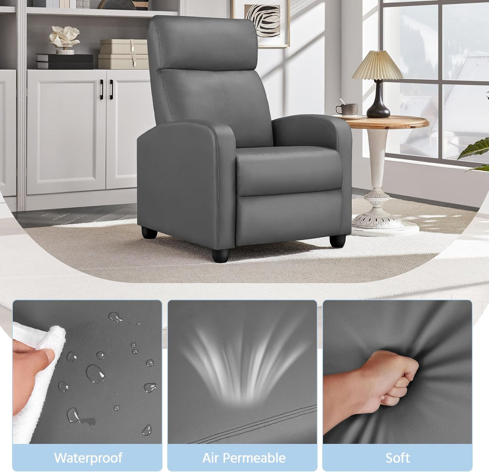 Yaheetech Recliner Chair with 3 Adjustable Angles Living Room Chairs Gray