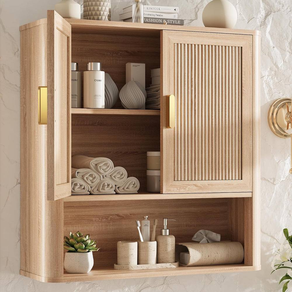 Bathroom Wall Storage Cabinet, Medicine Cabinet with Adjustable Wood Shelf &a...