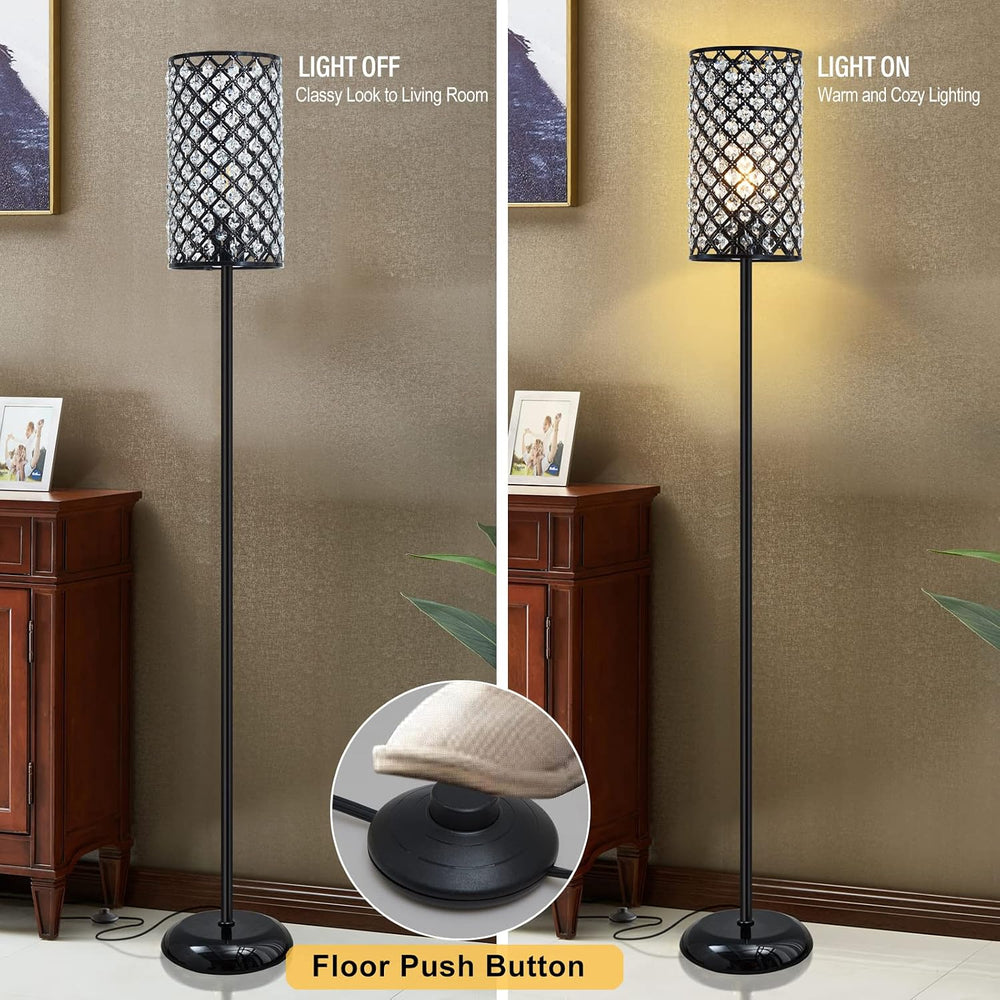 GyroVu Crystal Floor Lamp, Modern Standing Lamp with Elegant Shade Black Floo...