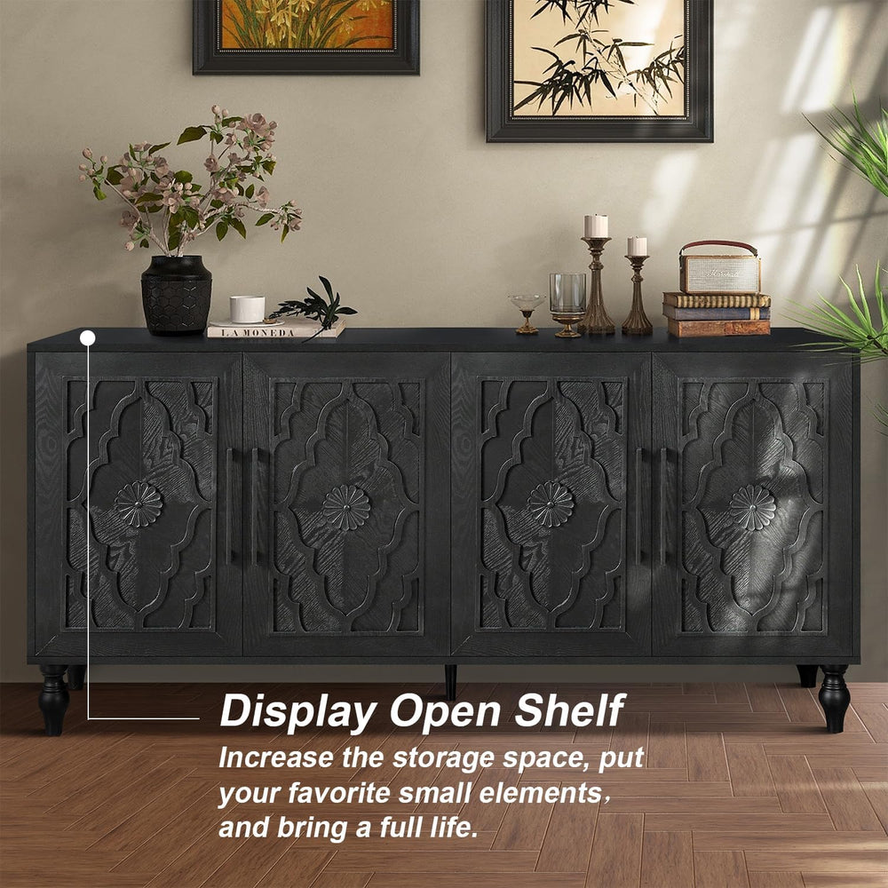Sideboard Buffet Cabinet, Living Dining Room Accent Cabinet Black