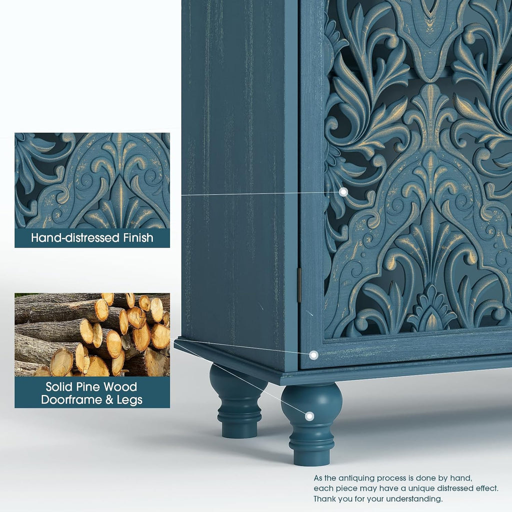JOINICE 47" Tall Accent Cabinet with Doors & Storage for Living Room,Blue