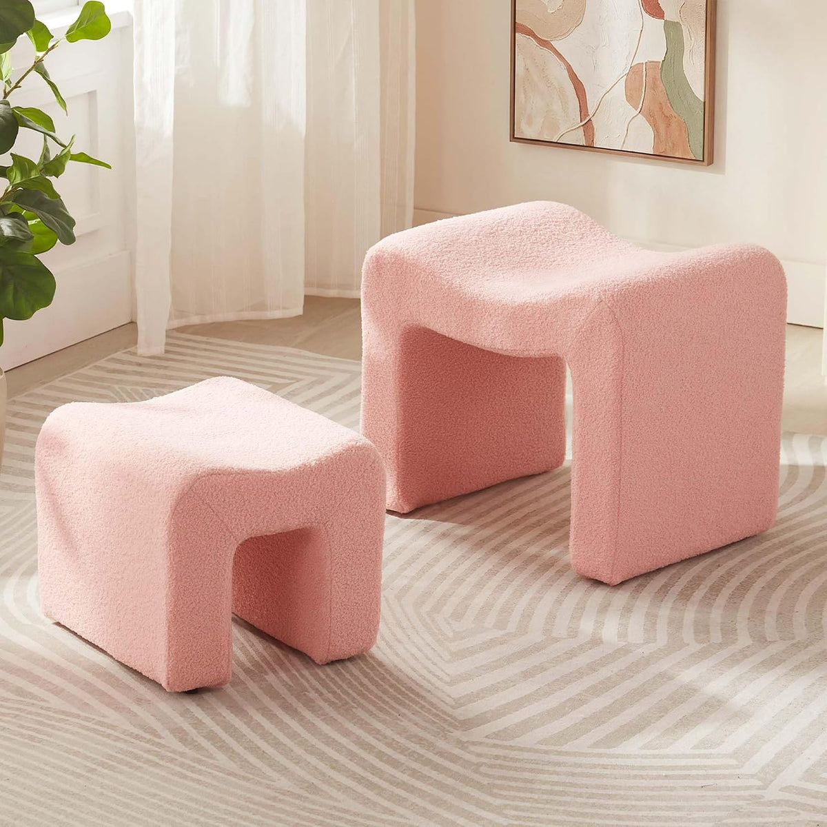 Ottoman Set of 2 Vanity Stool Chair Seating Backless