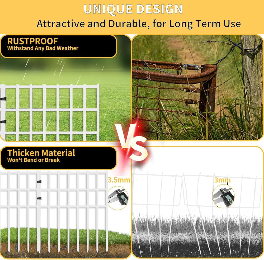 25 Pack Garden Animal Barrier Fence, 17in (H) X 27ft (L) No Dig Fence, Rustpr...
