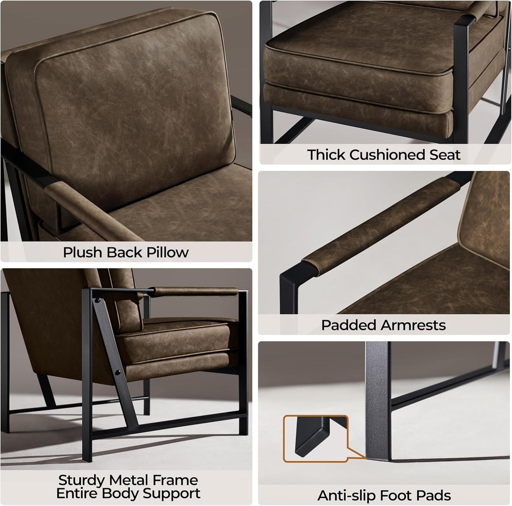 Yaheetech Mid-Century Accent Chair, Modern Armchair, Brown