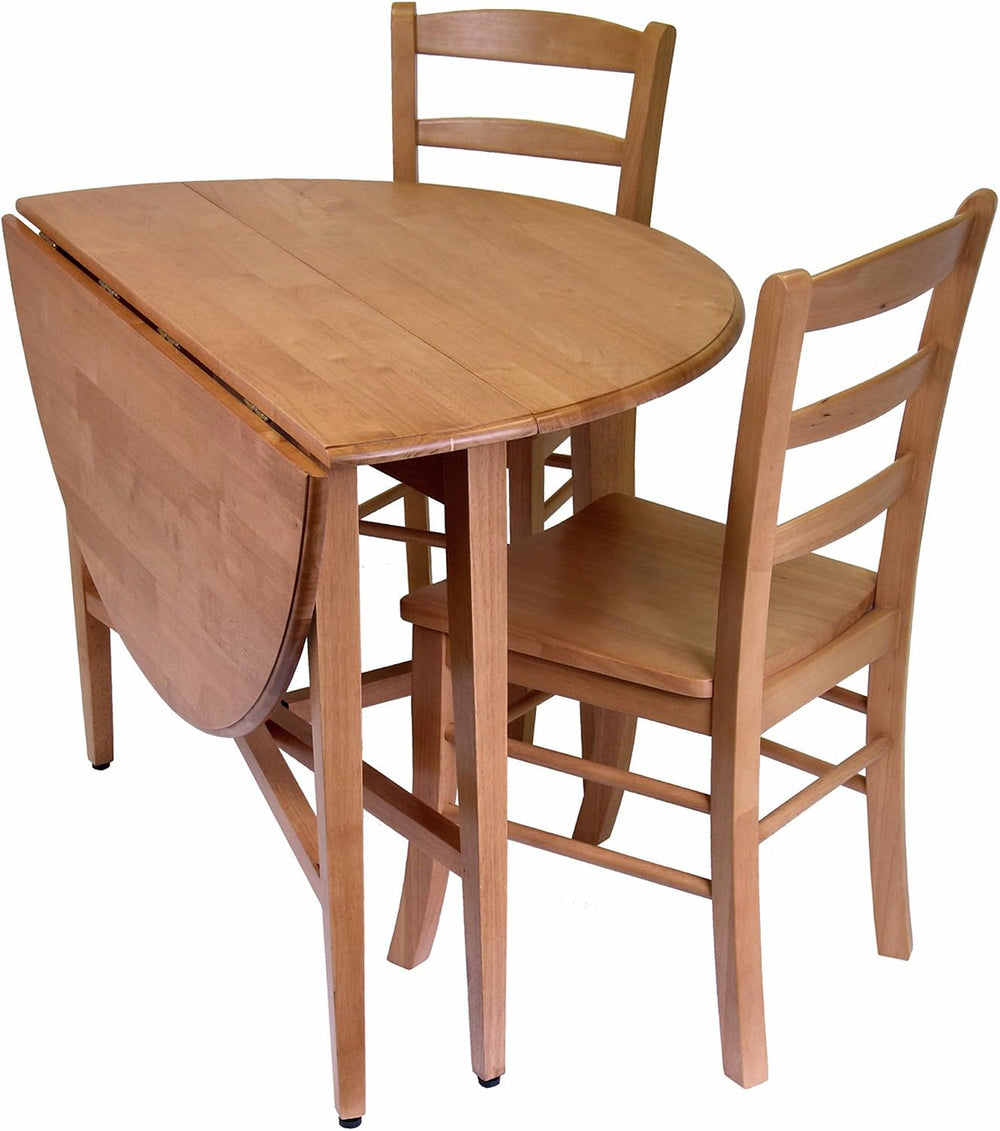 Winsome Hannah Foldable Round Dining Table, 42", with 2 Chairs, Light Oak