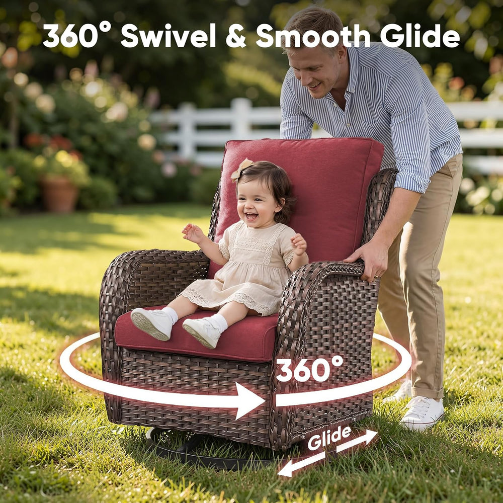 Belord Outdoor Swivel Chairs Set of 2,Patio Wicker Rocker Chairs,All Weather ...
