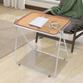 Clear Foldable Side Table, Folding Tiny Writing Desk TV Tray Table Coffee Clear Bed Side Tables Space Saving No Assembly Required for Home Office Small Computer Desk 25 * 20 * 27 inch