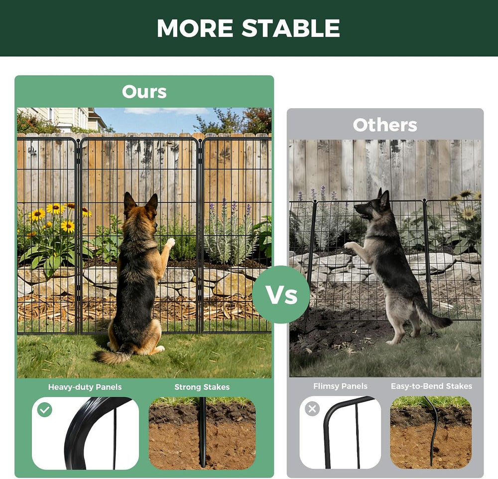 FXW No Dig Garden Fence, Outdoor for Yard, 45in(H) x 36.4ft(L), 16 Panels