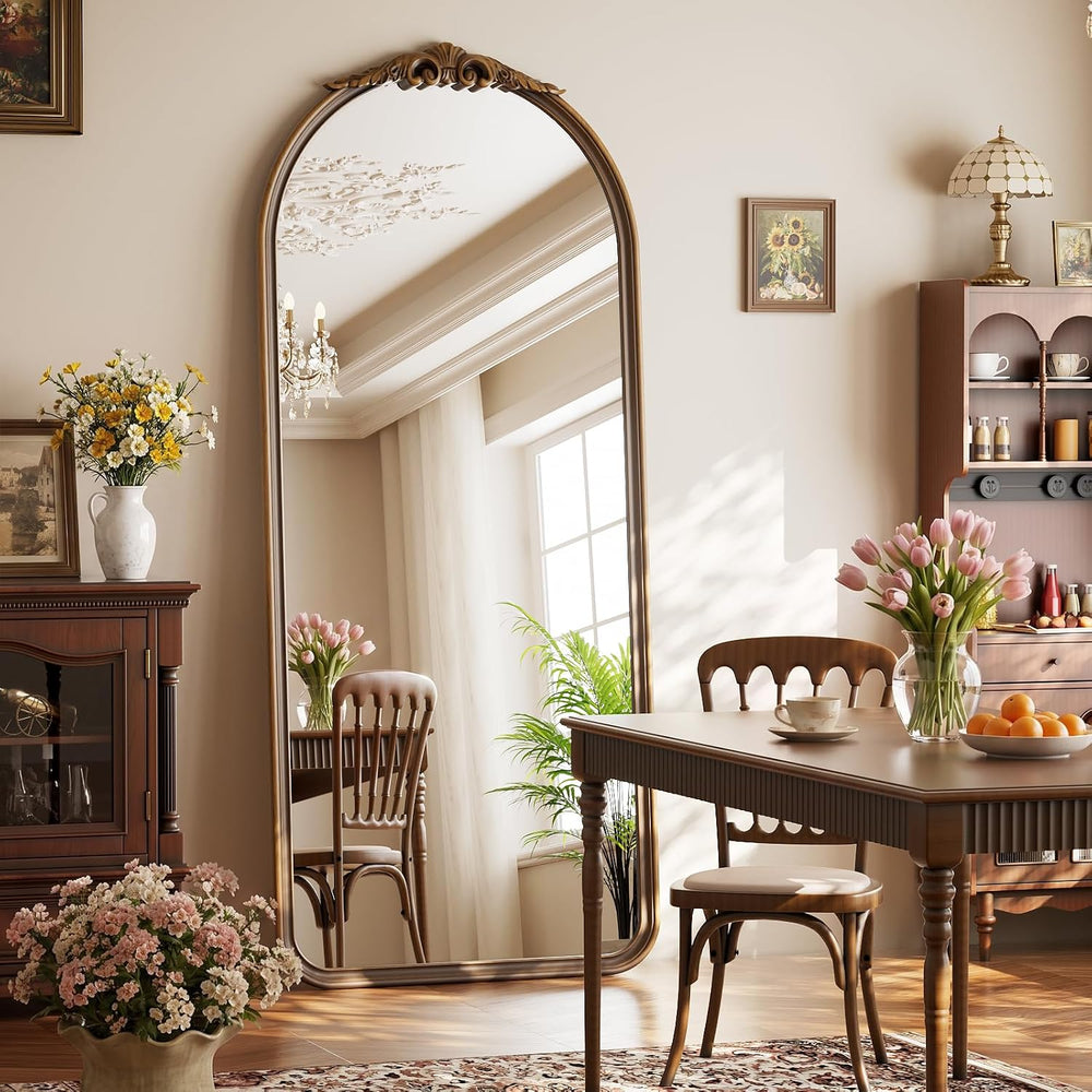 Arched Mirror Full Length 71 X 30 Wood Nature Walnut Light Brown