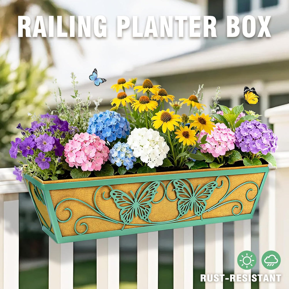 2 Pack 24 Inch Window Boxes Planter for Outdoor Plants - Green