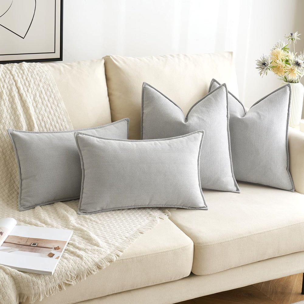 MIULEE Pack of 2 Light Grey Decorative Chenille Pillow Covers 20x20 Inch