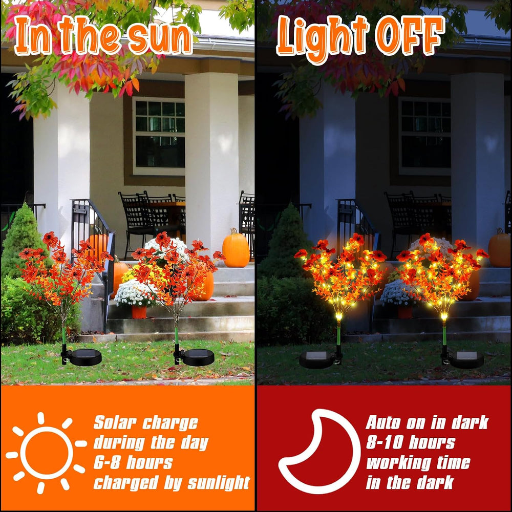 Glooglitter 4 Pack Orange Solar Flower Stake Light Outdoor Garden, Violet