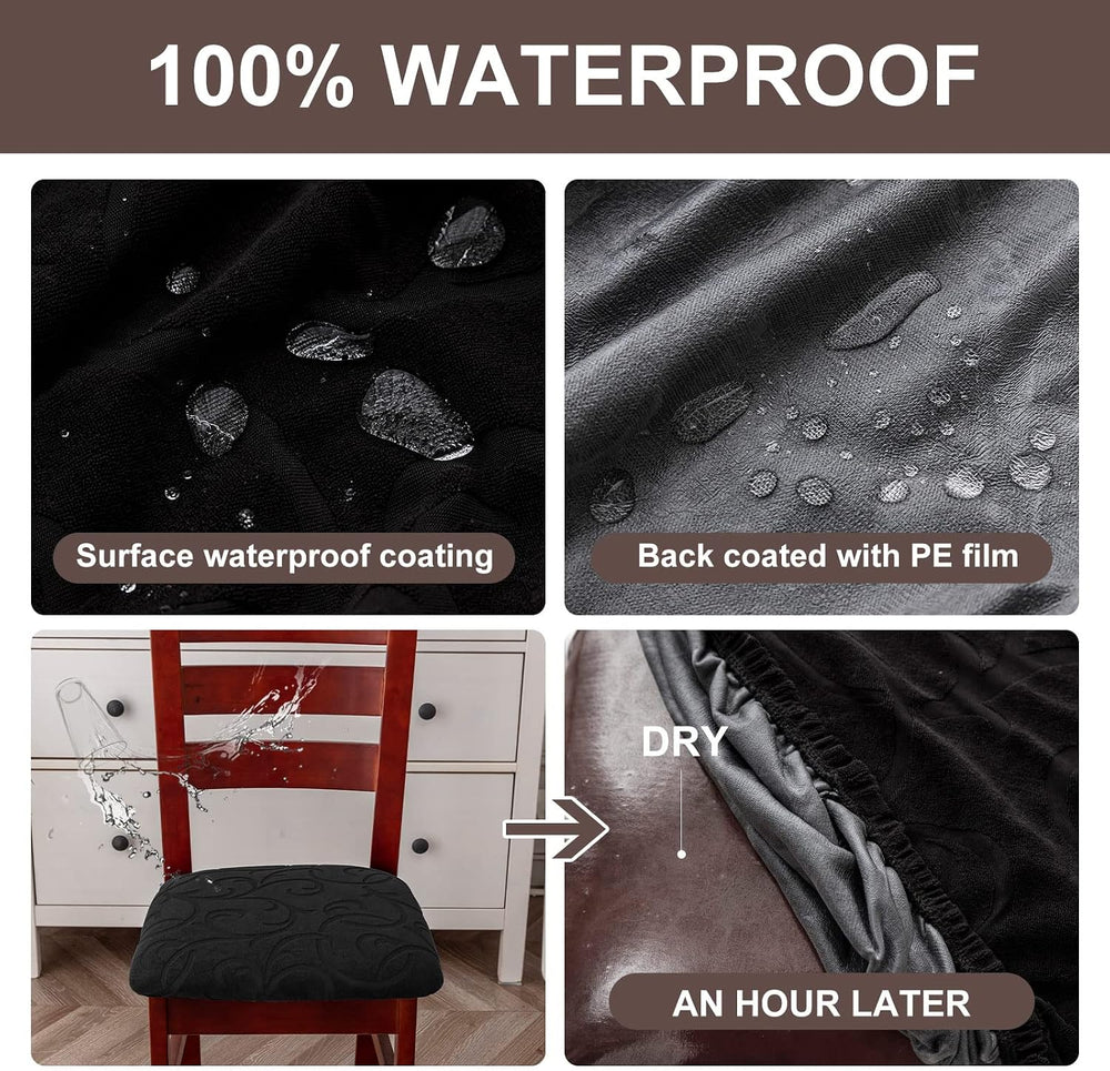 Genina Waterproof Dining Chair Covers Stretch Seat Covers, 4Pack