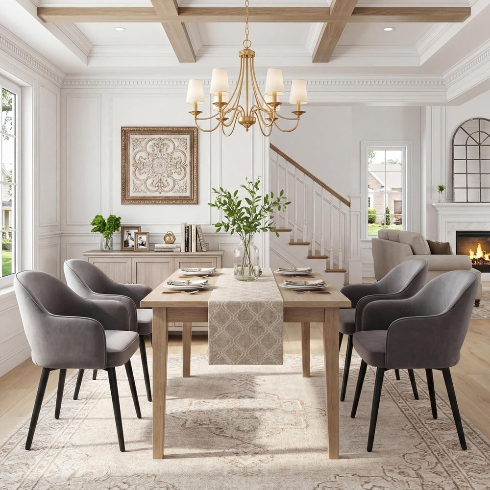 DUOMAY Swivel Dining Chair Set of 6, Velvet Upholstered Side Chair Modern Acc...