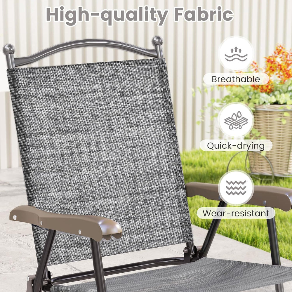 GIANTEX Set of 2 Patio Folding Chairs, Outdoor Folding Lawn Chairs, Grey