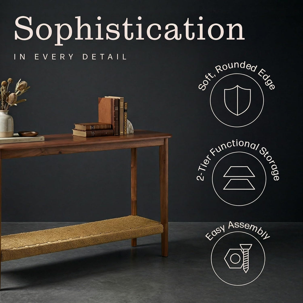Alaterre Furniture Calais Solid Wood Console Table, Chestnut, 48”