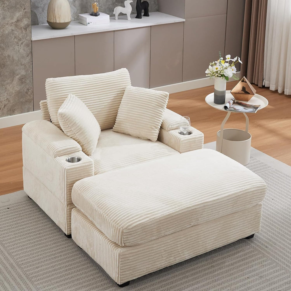 LUCKHAO 42.12" Oversized Chair with Ottoman,Chaise Lounge Chair Indoor w...