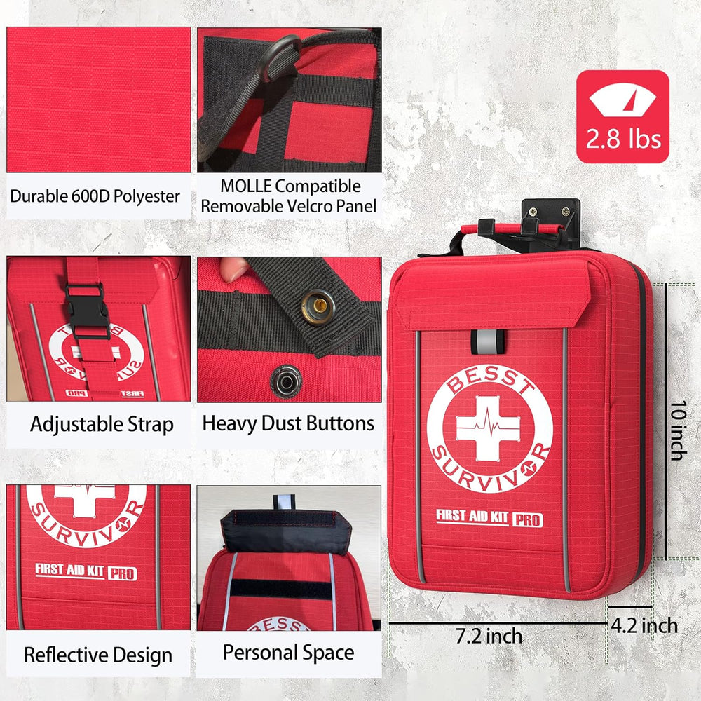 Besst Survivor Comprehensive First Aid Kit -Labeled Compartments for Trauma &...