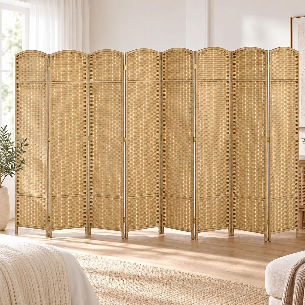 HOMCOM Room Divider 8 Panel Folding Privacy Screen 5.6' Tall Nature Wood