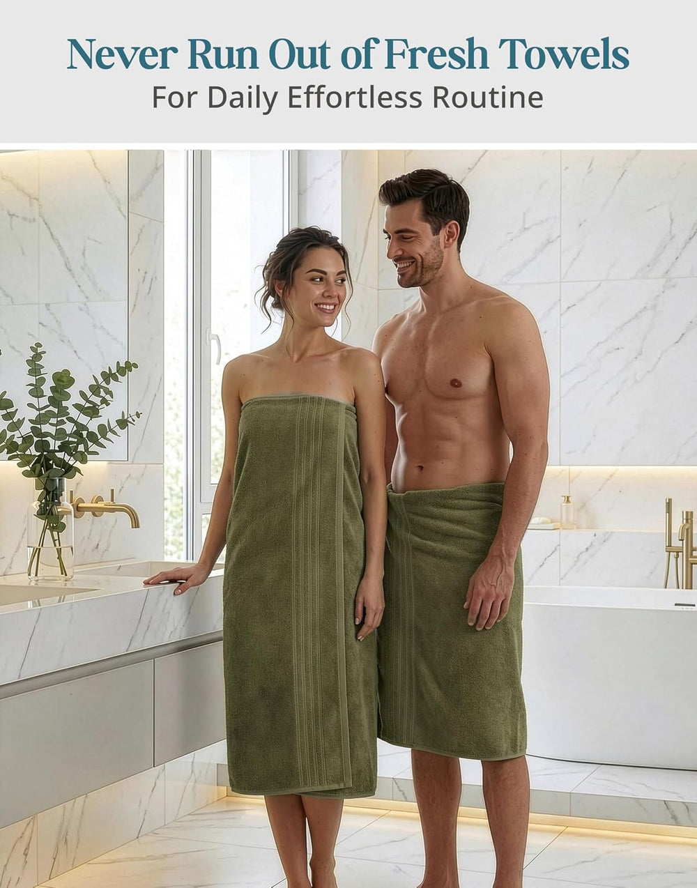 Casa Platino Large Bath Sheets 100% Cotton 4 Pack Quick Dry - Oil Green