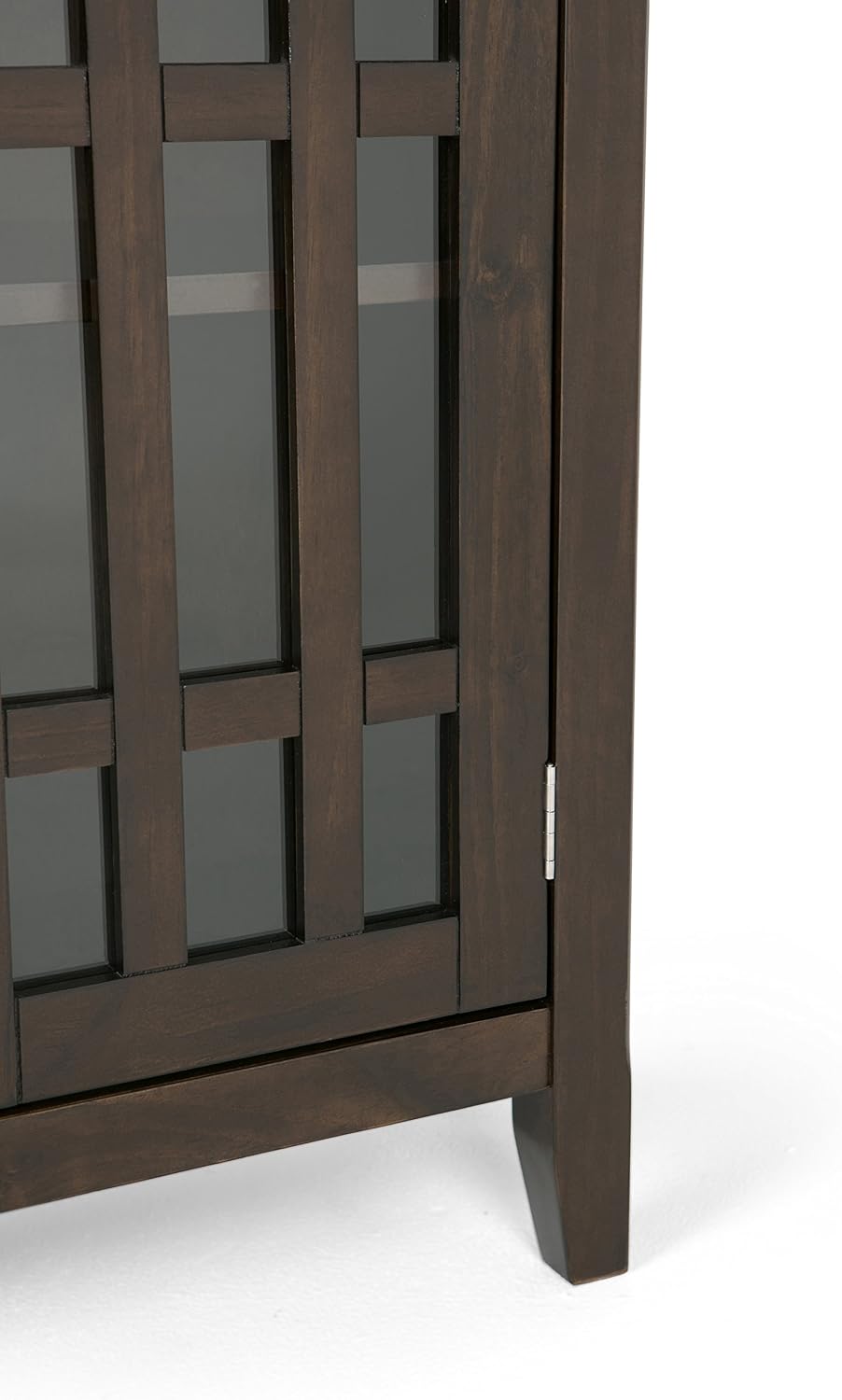 SIMPLIHOME Bedford 32" Wide Solid Wood Cabinet in Brunette Brown