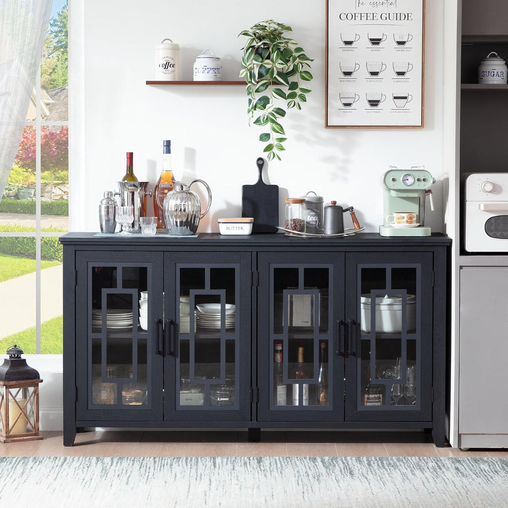 Joaxswe 63" Farmhouse Large Sideboard Buffet Cabinet with Storage, Black