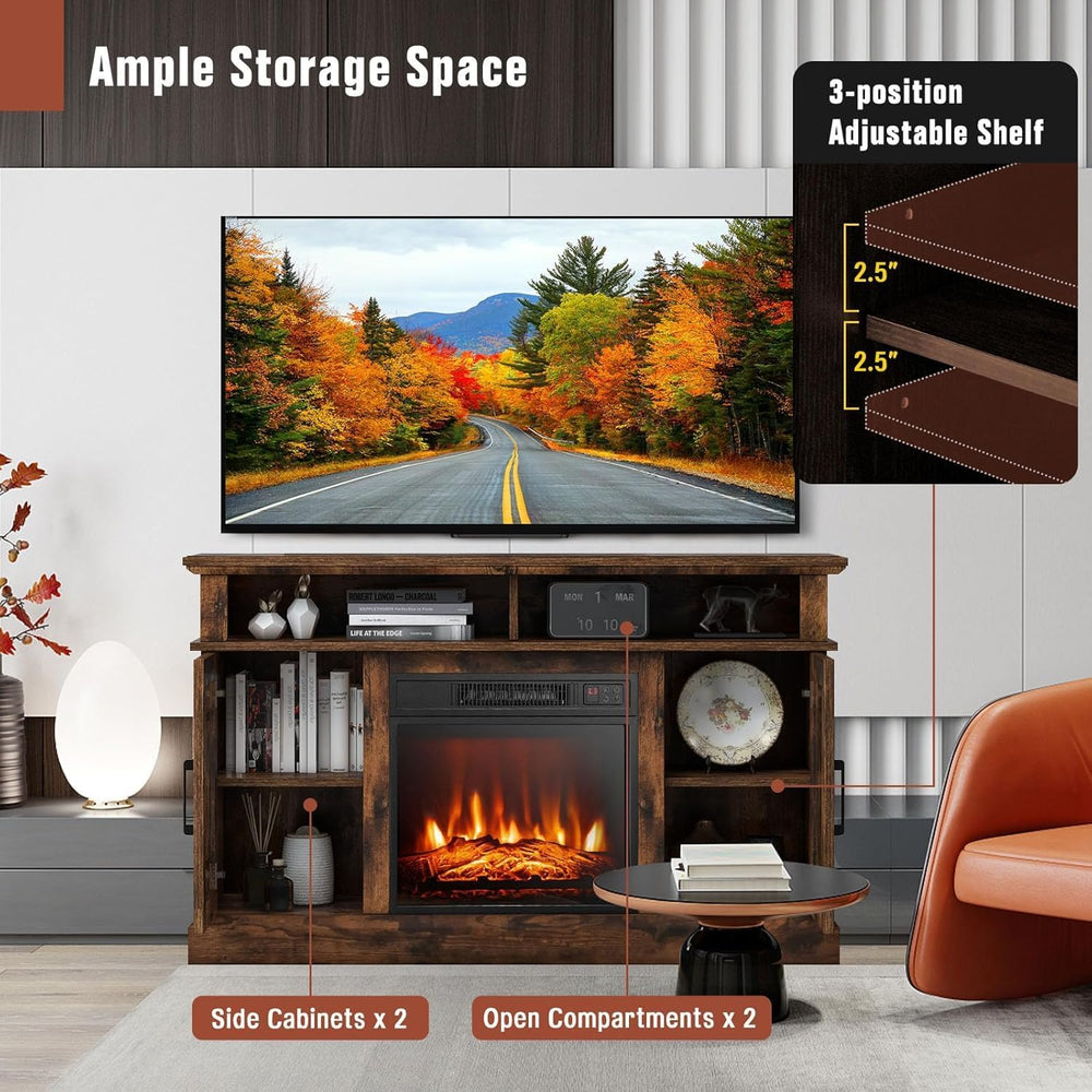 RELAX4LIFE Electric Fireplace TV Stand for TVs up to 55’’, TV Console Table w...