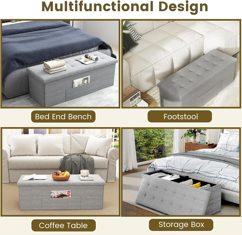 GIANTEX Storage Ottoman Bench, 43" L Folding Foot Rest Storage Chest wit...