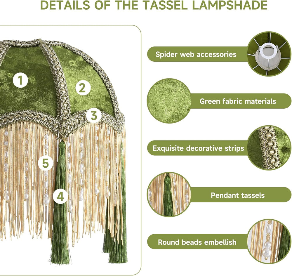 xiaojuande-Lampshade with tassels, Premium Classic Victorian, Style Bell Shap...