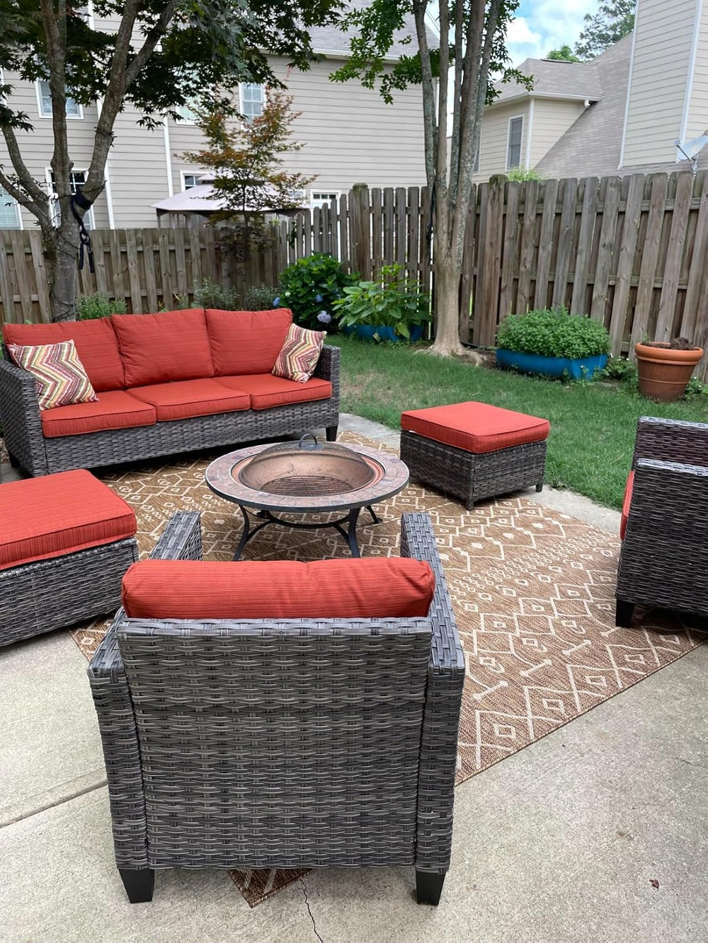 Patio Cushion Covers Replacement 28x28x6, 28x17x6, Spice, 4Pcs