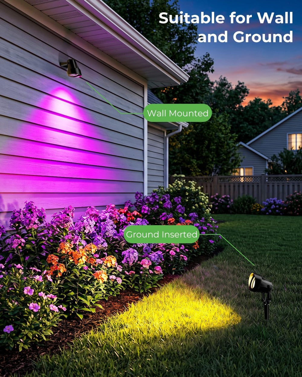 RGBW Halloween Spotlights Outdoor with APP & Remote Control, 4 Pack