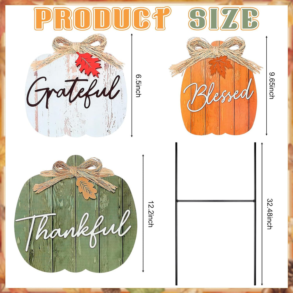 Weysat Fall Outdoor Decor Metal Pumpkin Yard Sign for Porch Lawn Garden