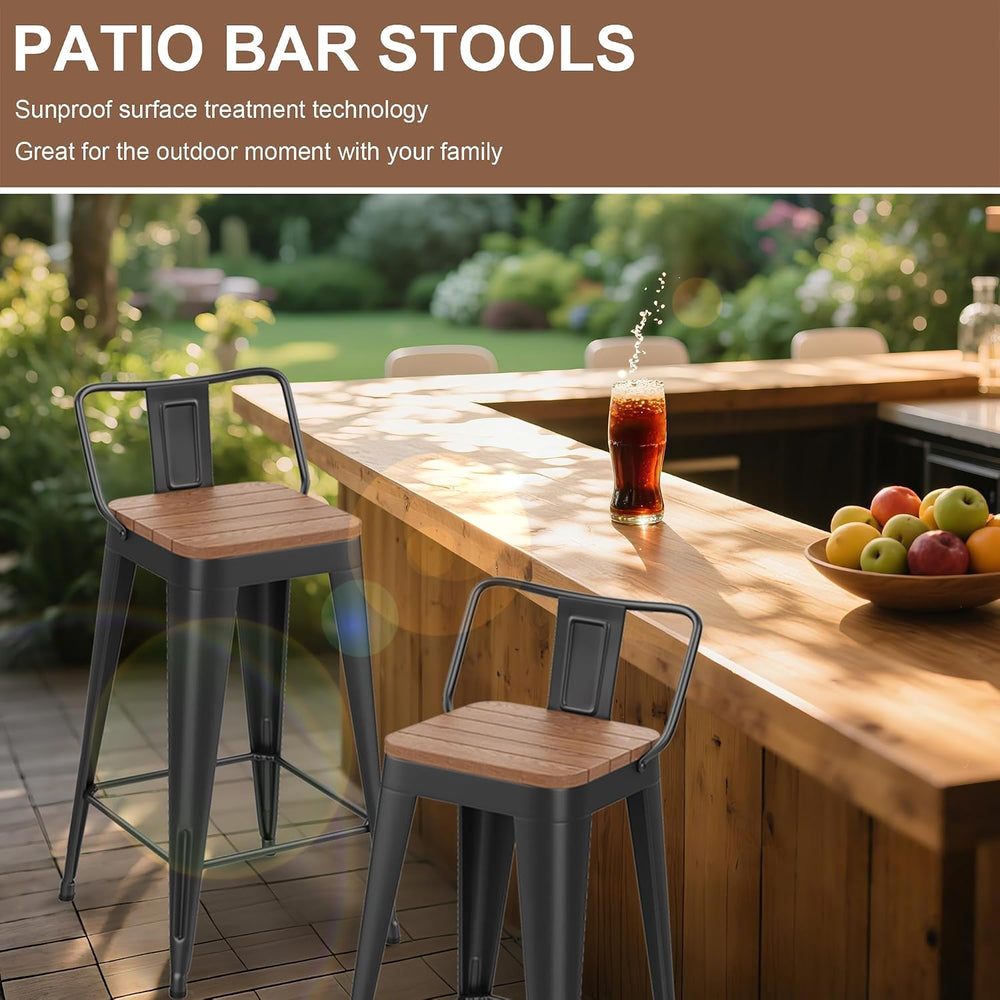 HAOBO Home 24" Barstools Metal Bar Stools Set of 4 Counter Height Stools
