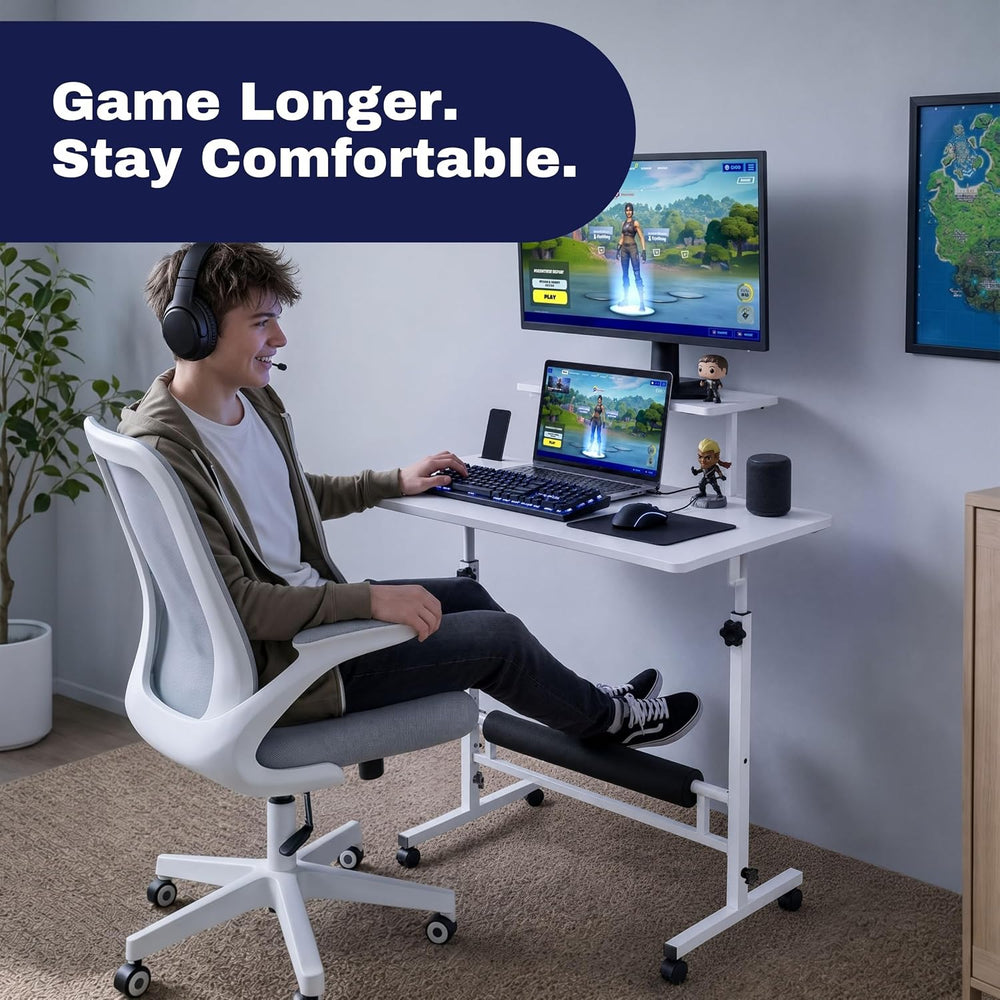 Standing Desk with Wheels, Adjustable Rolling Laptop Computer Desk