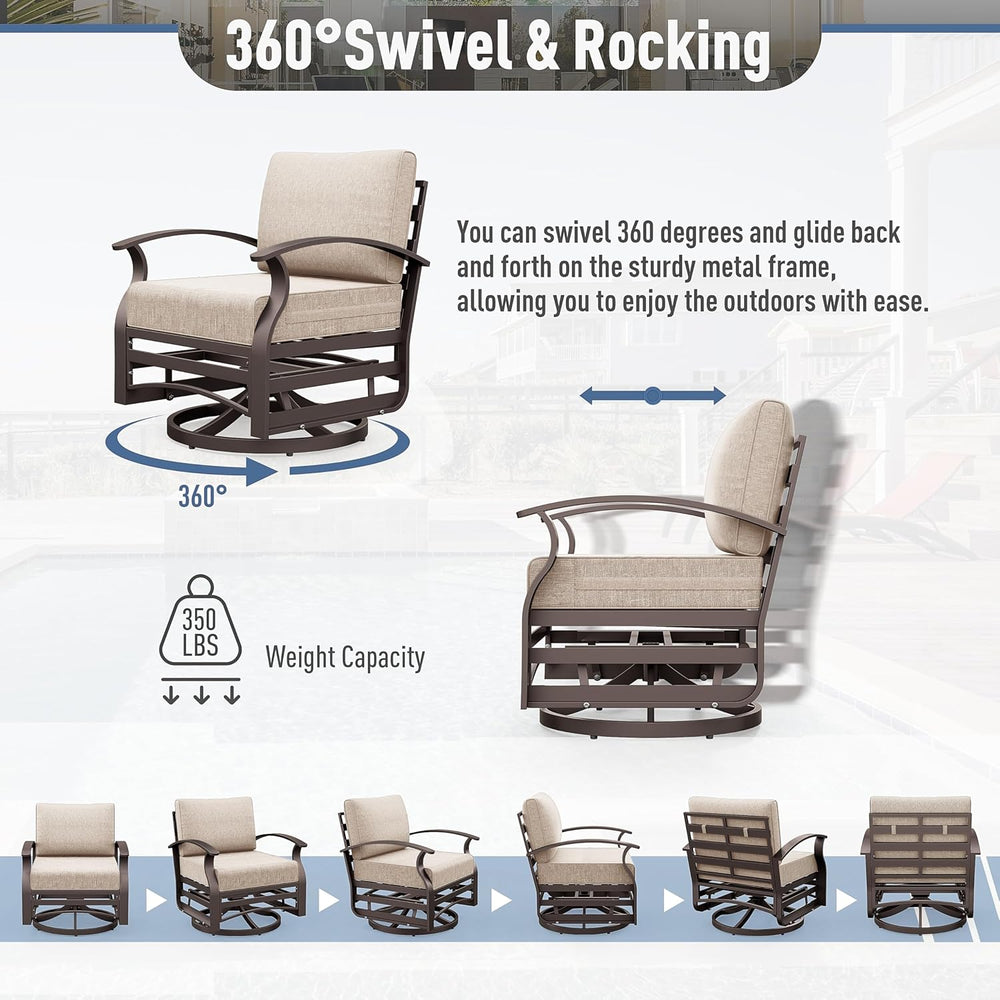Kurapika 3 Pieces Patio Furniture Set, Outdoor Aluminum Swivel Gliders Rocker...