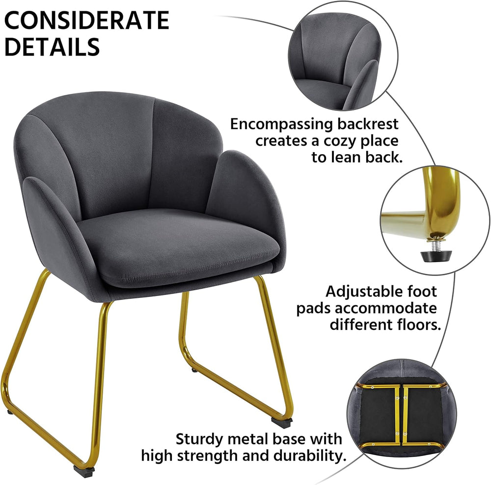 Yaheetech Flower Shape Vanity Chair with Petal Armrests, Dark Gray