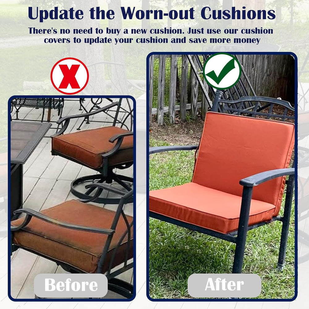 Patio Cushion Covers Replacement 28x28x6, 28x17x6, Spice, 4Pcs