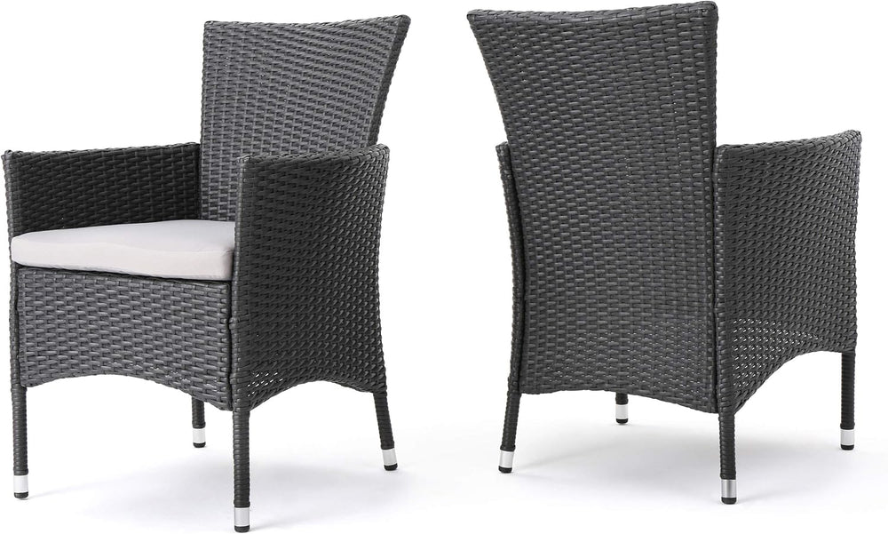 GDFStudio Christopher Knight Home Malta KD PE Wicker Dining Chairs, 2-Pcs Set...