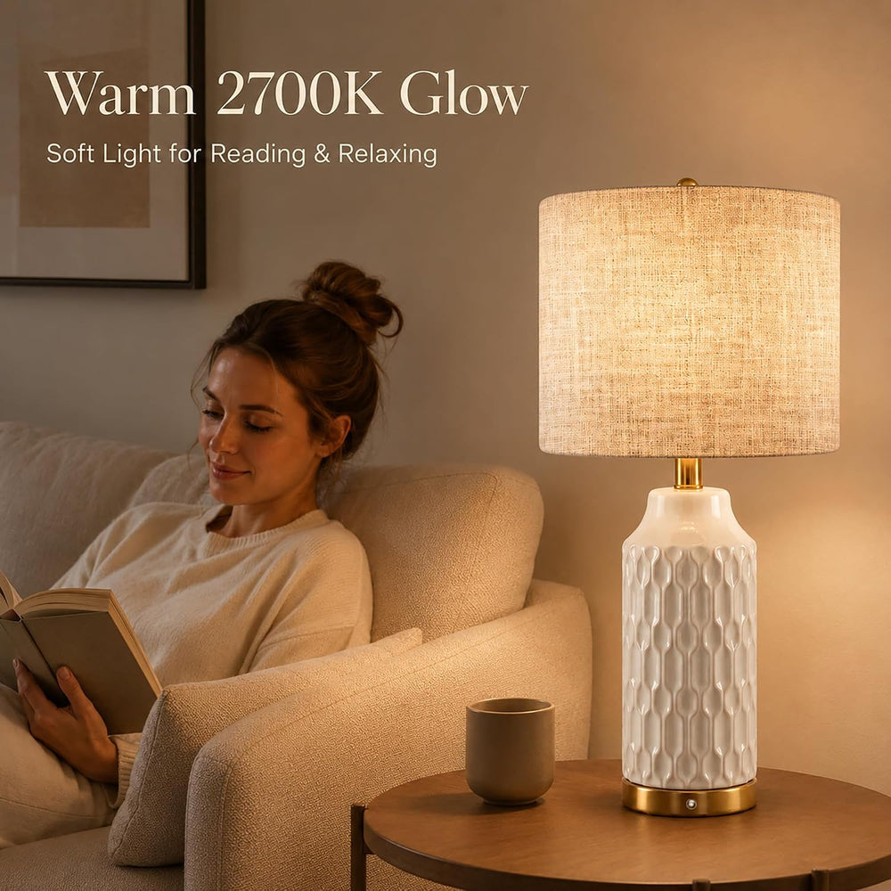 24''Cordless Table Lamp Touch Dimmable Bedside Lamps Set of 2 for Bed...