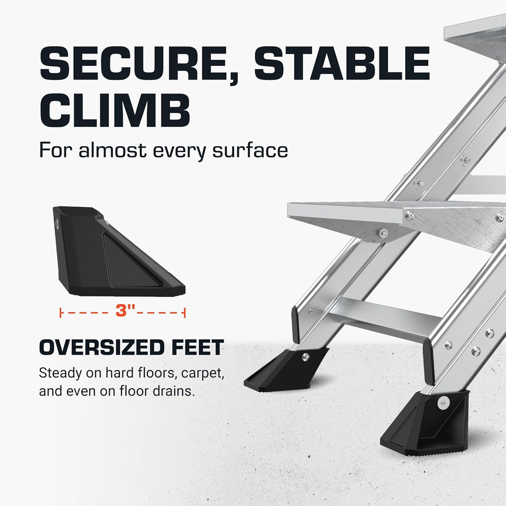 Little Giant Jumbo Step 3-Step Foldable 2.2 ft Aluminum Stool, 11903