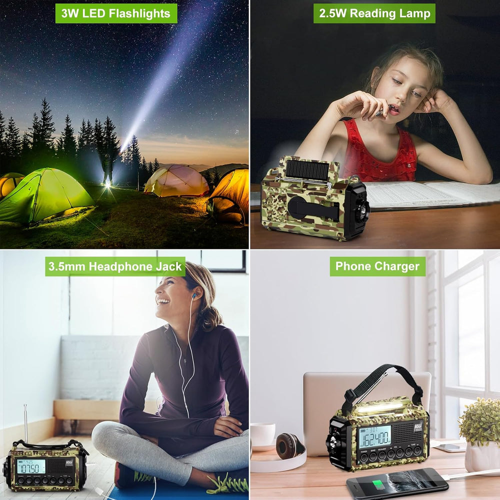Raynic Weather Radio, 12000mAh Hand Crank Emergency Radio, 6 Ways Powered AM/...