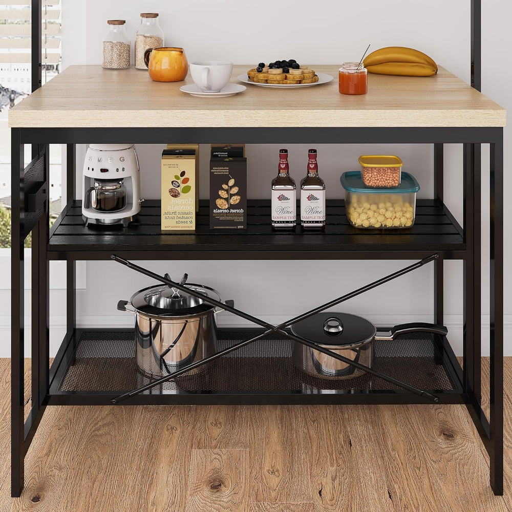 IDEALHOUSE 47" Kitchen Island with Power Outlet - 3-Tier Bakers Rack &am...