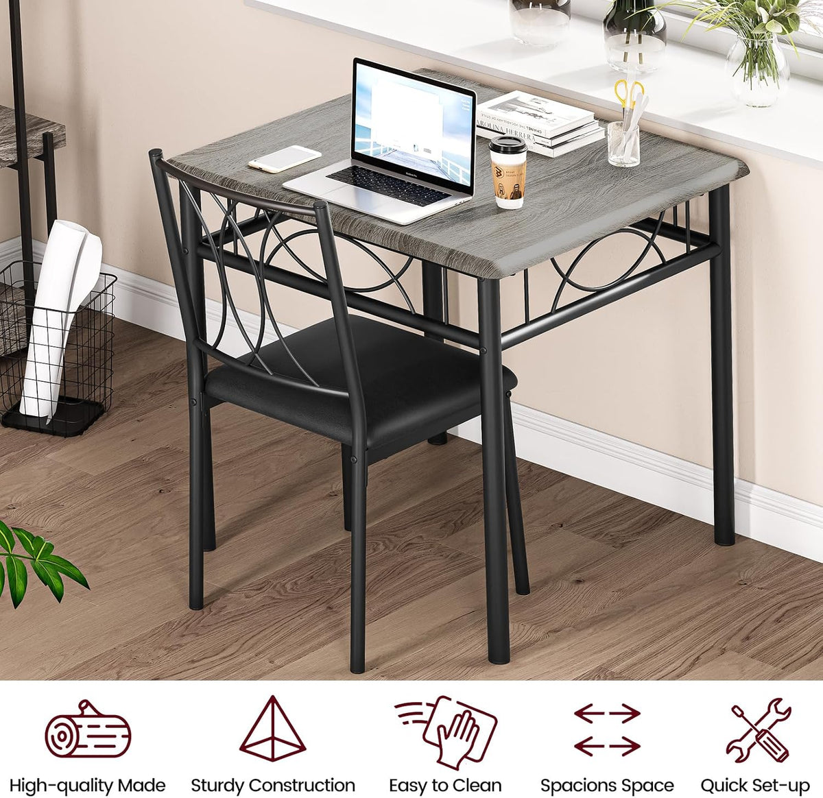 gaomon dining table set for 2, kitchen table, close-up detail