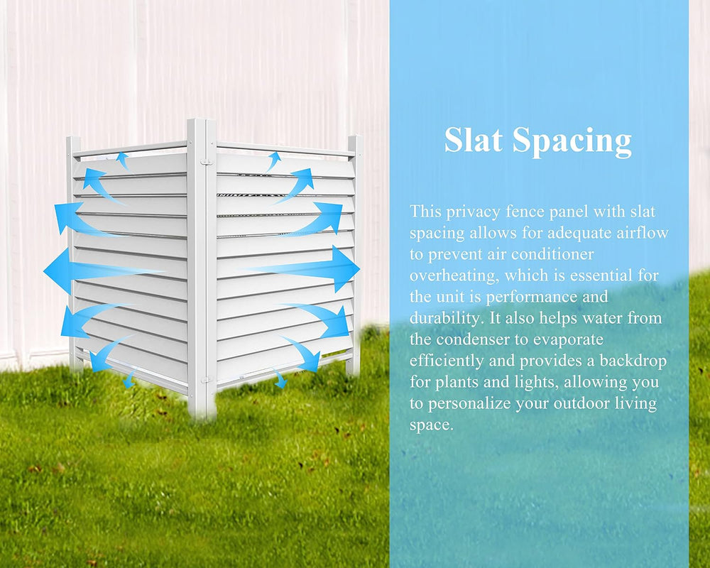 36" W X 45" H Reinforced White Vinyl Privacy Fence, Double Windproo...