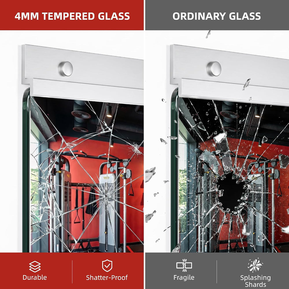 Home Gym Mirror for Wall, 50"x25"-3PCS Frameless Tempered Glass Mirror