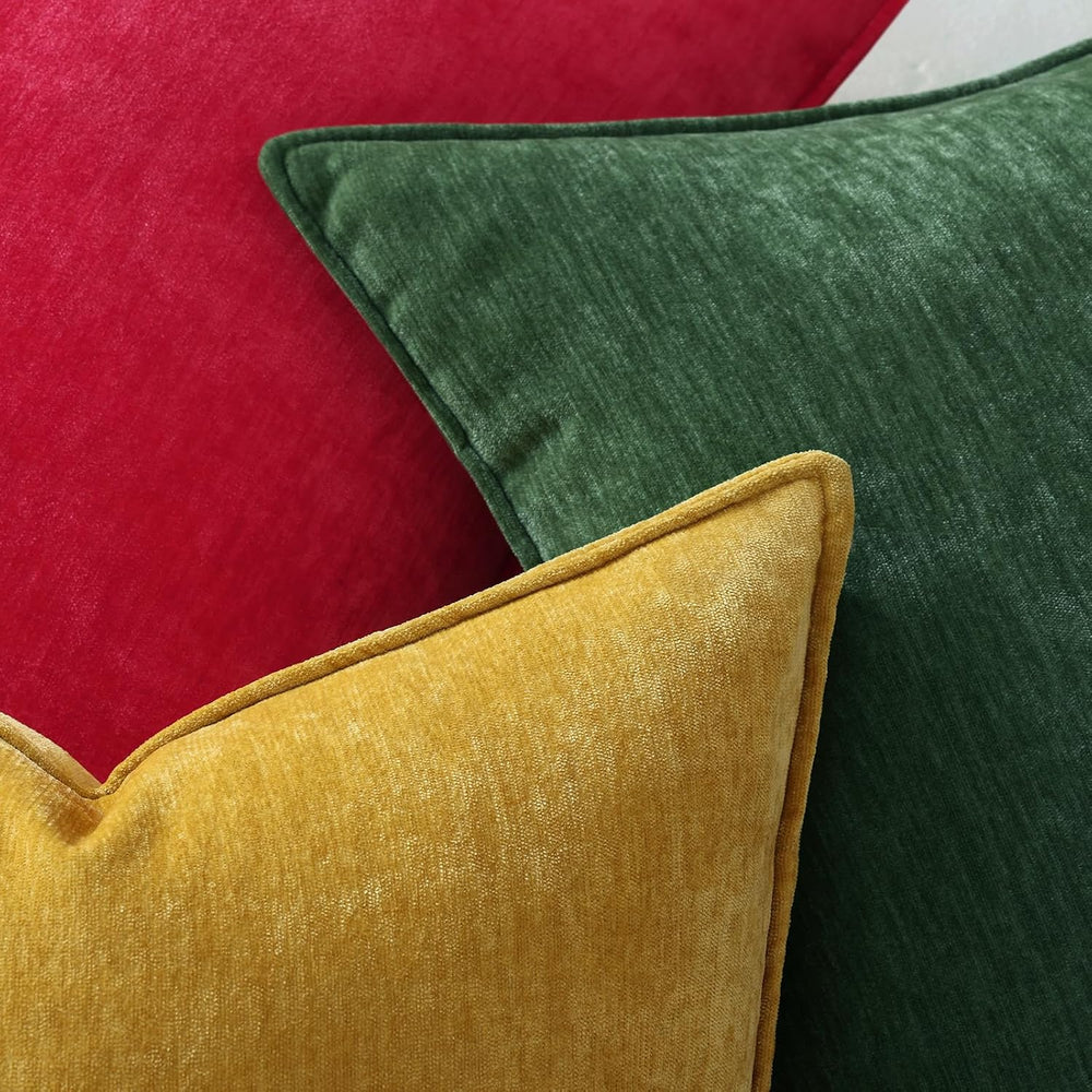 Pallene Moss Green Soft Chenille Velvet Throw Pillow Covers 24x24 Set of 2