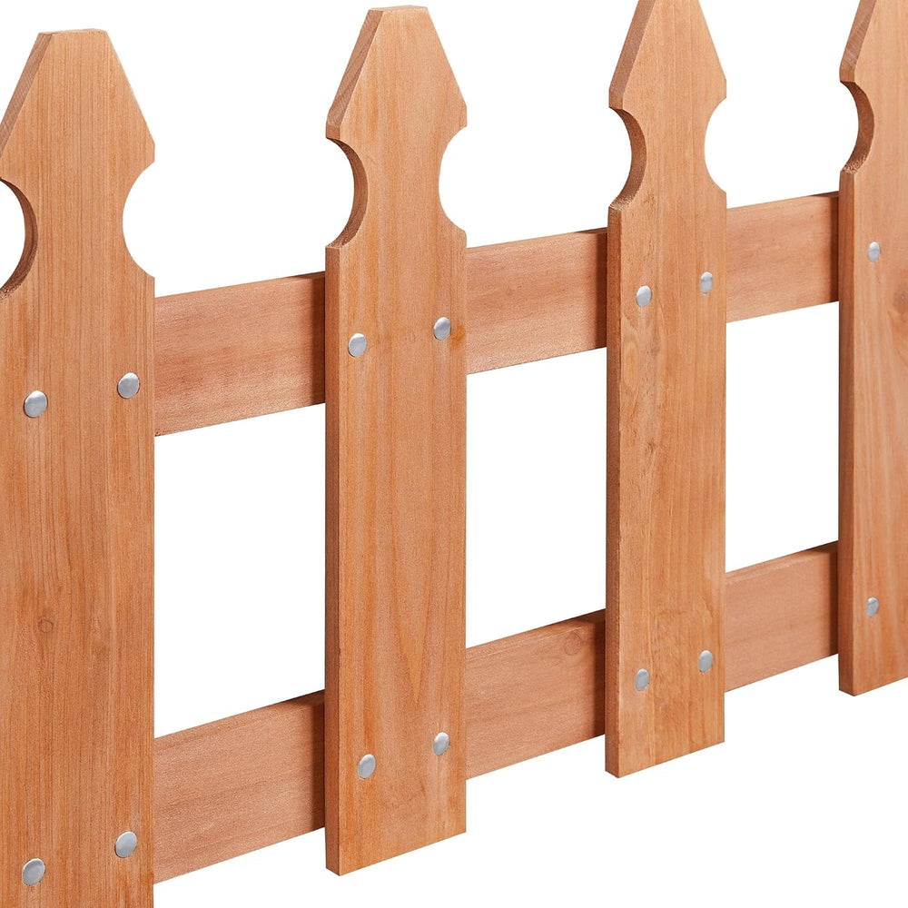 Topeakmart 177.5in Picket Fence for Garden, Wooden Fence Panels,Light Brown