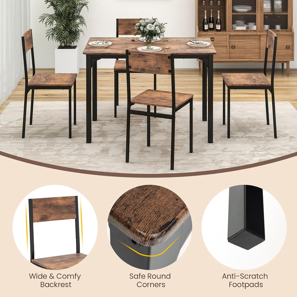 Tangkula Dining Table Set for 4, Modern Kitchen Table and Chairs Set of 4