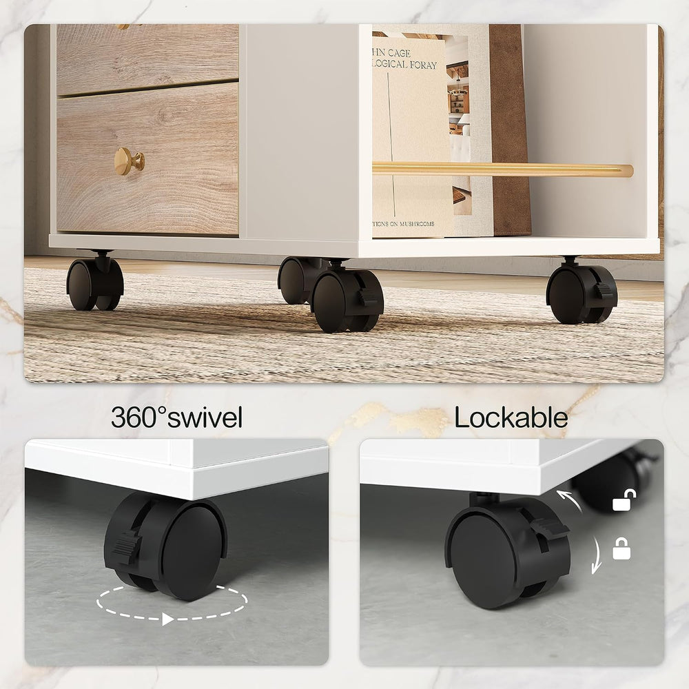ModernMate Mobile File Cabinet Under Desk with 3 Drawer & Lockable Wheels
